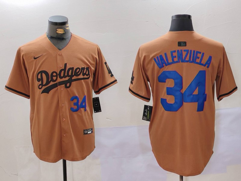 Men Los Angeles Dodgers #34 Valenzuela army green joint name 2024 Nike MLB Jersey style 3->los angeles dodgers->MLB Jersey
